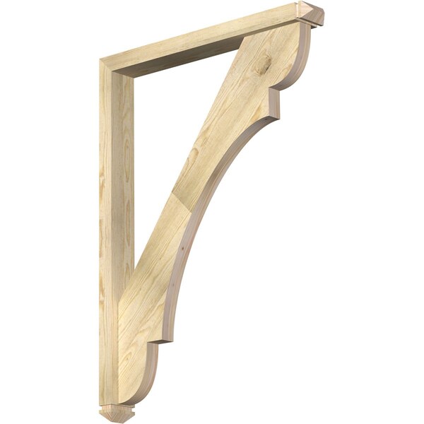 Ekena Millwork Olympic Arts and Crafts Rough Sawn Bracket w/ Offset Brace, Douglas Fir, 4"W x 32"D x 44"H BKT0402X32X44OLY03RDF - main